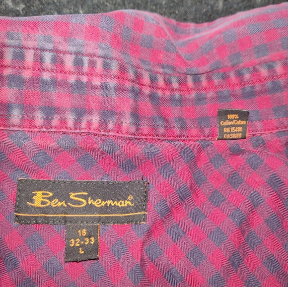 Ben Sherman Long Sleeve Button Down Gingham Shirt - Picture 10 of 10